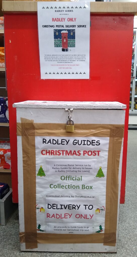 Radley Guides Christmas Post box in Radley Village Shop