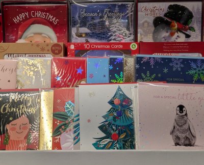 Selection of Christmas cards on sale at Radley Village Shop