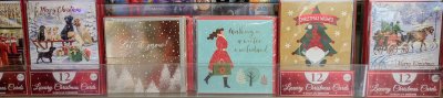 Boxes of Christmas cards on display at Radley Village Shop
